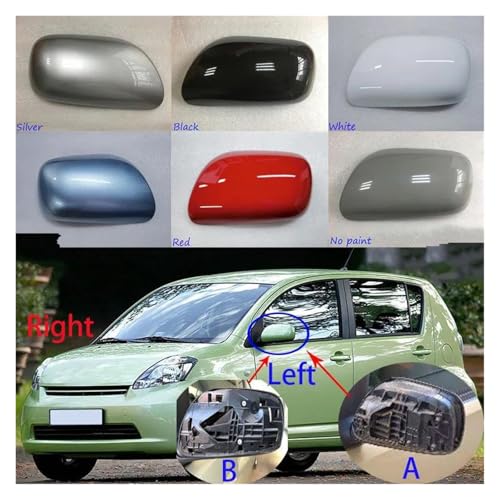 Side Rearview Mirror Cap For D&aihatsu For Sirion 2006 2007 2008 2009 2010 2011 Car Mirror Housing Rearview Mirror Cover Reverse Mirror Shell Wing Mirror Cover(B Silver,Right)