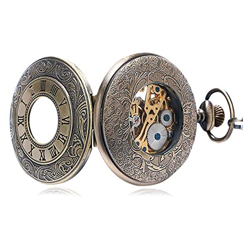 Relógio de bolso antigo número romano retrô relógio de bolso corrente relógio masculino mecânico rel