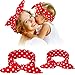 2 Pieces Parent-child Rabbit Ears Headband Baby Girl Polka Dot Headbands with Bow for Mom Baby