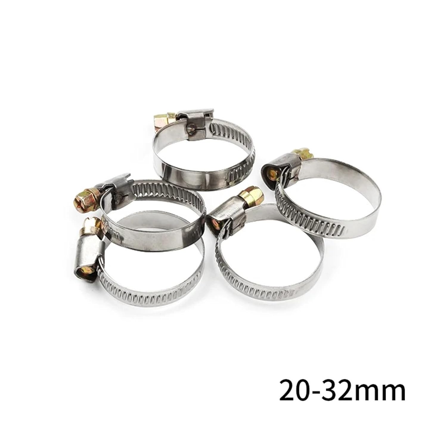 5PCS Pipe Clamps Stainless Steel Hose Clips Fuel Hose Pipe Clamps Worm Drive Anti-Oxidation Tube Clip 8-80mm(10-16mm)