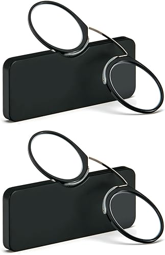 REAVEE Paquete de 2 lentes de lectura con clip de nariz sin brazos para hombres y mujeres, sin sienes, delgados y compactos, ultra delgados con mini