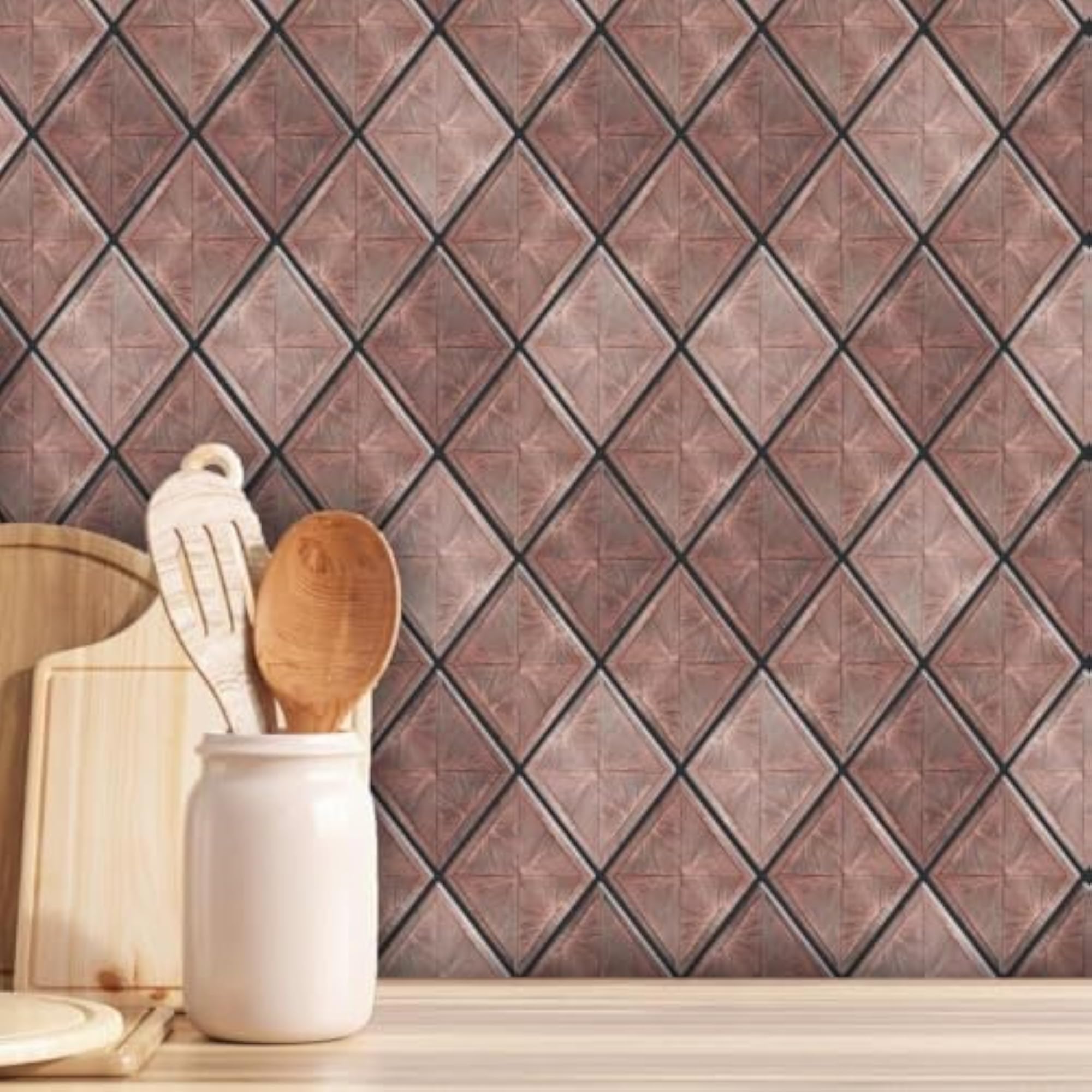 3D Beige Diamond Peel & Stick Tiles