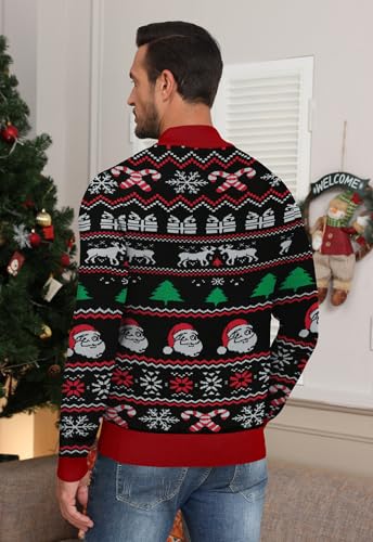 NITAGUT Mens Ugly Christmas Sweaters Funny Graphic Quarter Zip Sweaters Long Sleeve Knitted Pullover Sweaters4