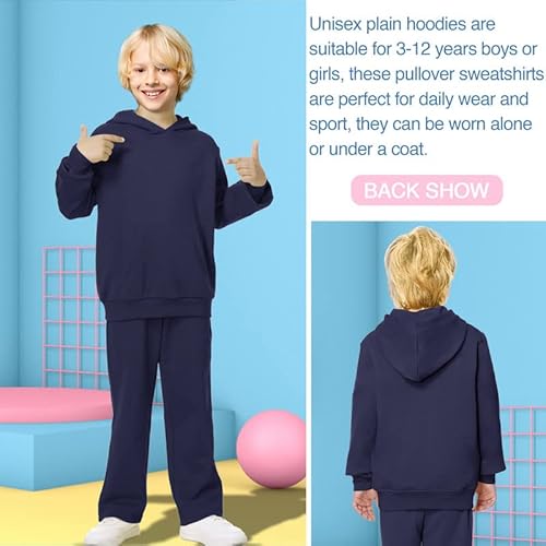 Dotdog Unisex Kids Soft Brushed Fleece Pullover Hooded Sweatshirt Classic Casual Hoodie For Boys Or Girls (3-12 Years)(Navy, Xl) #TOP1