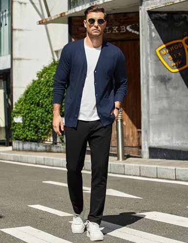 COOFANDY Mens Cardigan Sweaters Long Sleeve V Neck Cardigans Lightweight Knitted Button Down Sweaters with Pockets3