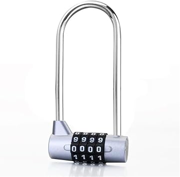 4-Digit Combination Lock with Lengthened Shackle for Suitcase, Luggage, and Travel SecuritySilver
