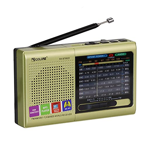Multifunktions-Wireless-Radio FM/AM/SW Multiband-Radio, tragbarer Bluetooth-Lautsprecher, MP3-Player, wiederaufladbare Lithium-Batterie, Unterstützung für TF-Karte/U-Disk (Gelb) Cover