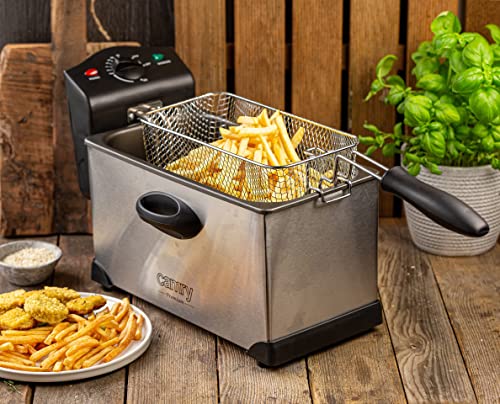 Foto von JUNG CAMRY CR4909 Fritteuse mit Öl 3L, automatische Abschaltung, 2000W, Friteuse mit fett, Temperaturkontrolle, Korb mit Hubfunktion, 45 x 22 x 26 cm