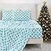 LUX Décor Quatrefoil Queen Sheet Set - 4 Piece Ultra-Soft Microfiber Bed Sheets with Flat Sheet, 16 Inches Deep Pocket Fitted Sheet & Pillowcases, Breathable, Bedroom Decor, Oeko-TEX - Blue