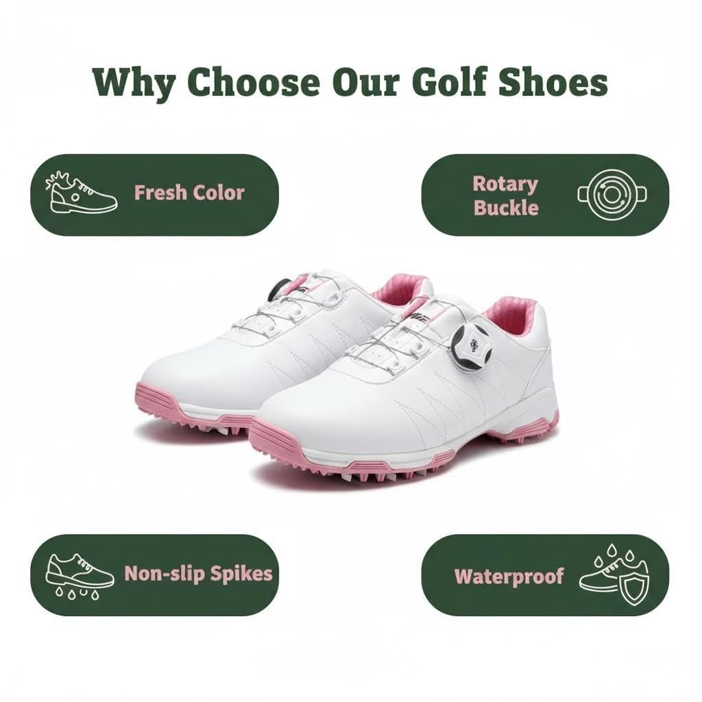 Scarpe da Golf Anti-Skid Impermeabili con Spikes per Le Donna