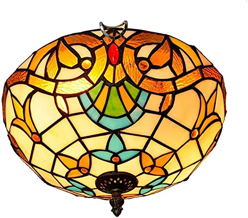 Plafonnier Tiffany LED haut de gamme en vitrail artisanal d'art