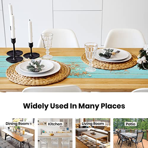 Starfish Seashell Beach Ocean Table Runner 72 Inches Long, Teal Turquoise Wooden Rustic Table Runner Kitchen Decor For Home Wedding Party And Dining Room, Dresser Scarf Table Decorations #TOP6