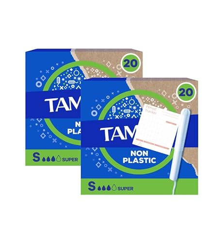 Tampons Multipack Bundle, Super with Cardboard Applicator, 40 Tampons (2 Packs of 20), Leak Protection, Fragrance-Free, Super Absorbent for Long Lasting Protection AFG Supplies Bundle