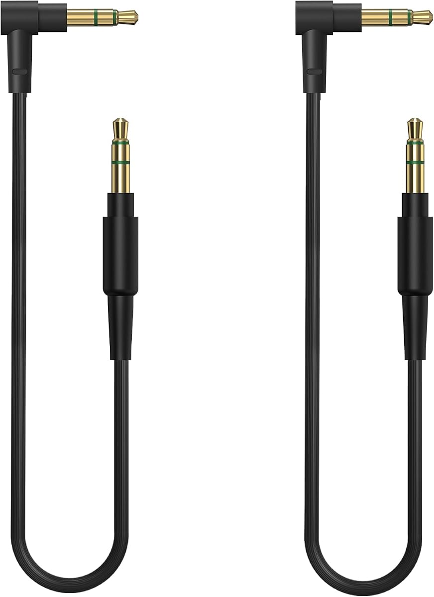 GEEKRIA VR Short Audio Cable Compatible with Oculus Quest 2, HTC Virtual Reality Headset, 3.5mm to 3.5mm Male to Male, TRS Replacement Cable for Headphones (2 Pack / 1ft)