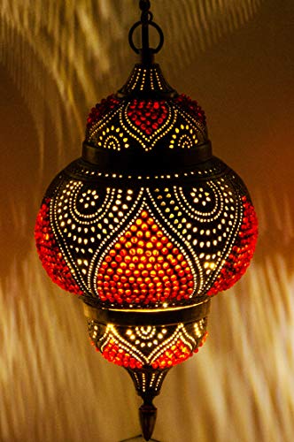 Orientalische Messing Lampe Pendelleuchte Gold Abidah 38cm E27 Lampenfassung | Marokkanische Design Hängeleuchte Leuchte… – Bild 4