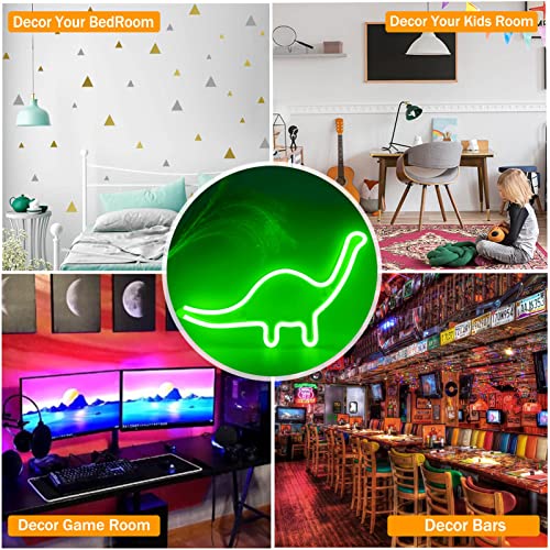 Vifulin Neon Dinosaur Light Dinosaur Neon Light Sign Light Up Dinosaur Lamp With 4 Hooks, Hanging Led Dinosaur Night Light For Boys Room Decor, Usb/Battery Operated Dinosaur Led Light(Q-Green) #TOP5