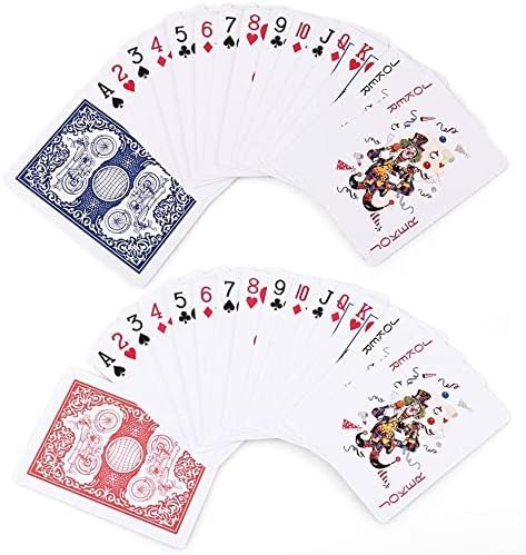 LotFancy 12er Pokerkarten Set, Spielkarten in 54 Karten, Poker Kartendeck, Profi Playing Cards für Texas Holdem, Poker, Blackjack, Bridge (blau und rot)