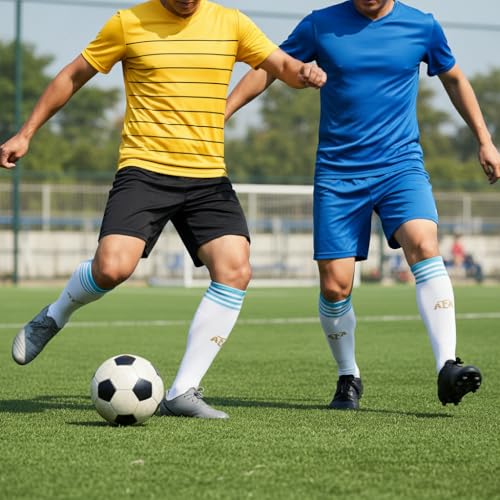 Image of Proberos Sport Compression Football Socks, Argentina Special Edition Football Socks, High Elastic Moisture Wicking Soccer Socks with Striped Cuff, Athletic Over the Calf Dress Socks, Size - L
