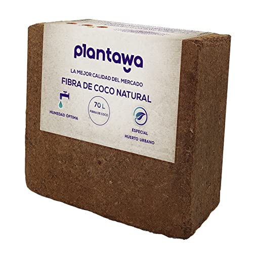 PLANTAWA Fibra de Coco Orgánica Bloque 5Kg 70L - Ladrillo compactado. Tierra para Plantas Uso Huerto Urbano Terrario Plantas Exterior Turba para macetas