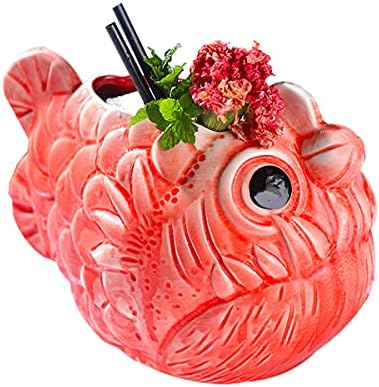 LLDAYU TiKi Mug,Creative Hawaii Red Ceramic Myctophid Cocktail Mug(660ml)