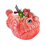 LLDAYU TiKi Mug,Creative Hawaii Red Ceramic Myctophid Cocktail Mug(660ml)