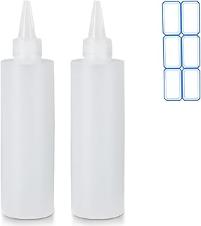DTDNZKN 2 Pack 10 Oz (300ml) Condiment Squeeze Bottles, Leak Proof Refillable Condiment Container for Kitchen Use | 2 Pack, Leak Proof, Refillable, for Kitchen Use