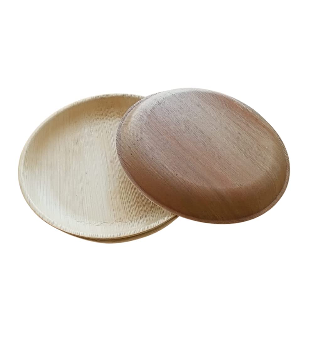 LEAFARMS Palm Leaf Plates 8 inches Pack of 25 | Disposable Biodegradable | Eco-Friendly Compostable for Party and Wedding Plates for Serving Pasta, Soup & Snacks | Birthday, Wedding & Party