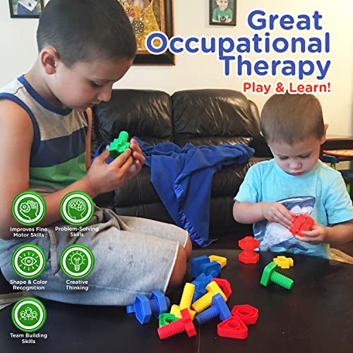 Play Brainy Jumbo Toy Nuts and Bolts for Kids 32Piece Montessori