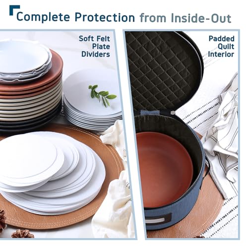 Image of Hearth & Harbor 4 Piece Dish Storage Containers, China Storage, Blue