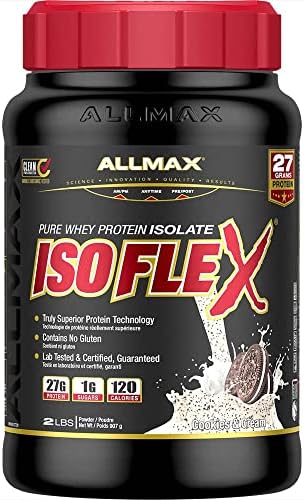 ALLMAX Nutrition - ISOFLEX - 100% Ultra-Pure Whey Protein Isolate - Cookies & Cream - 2 Pound