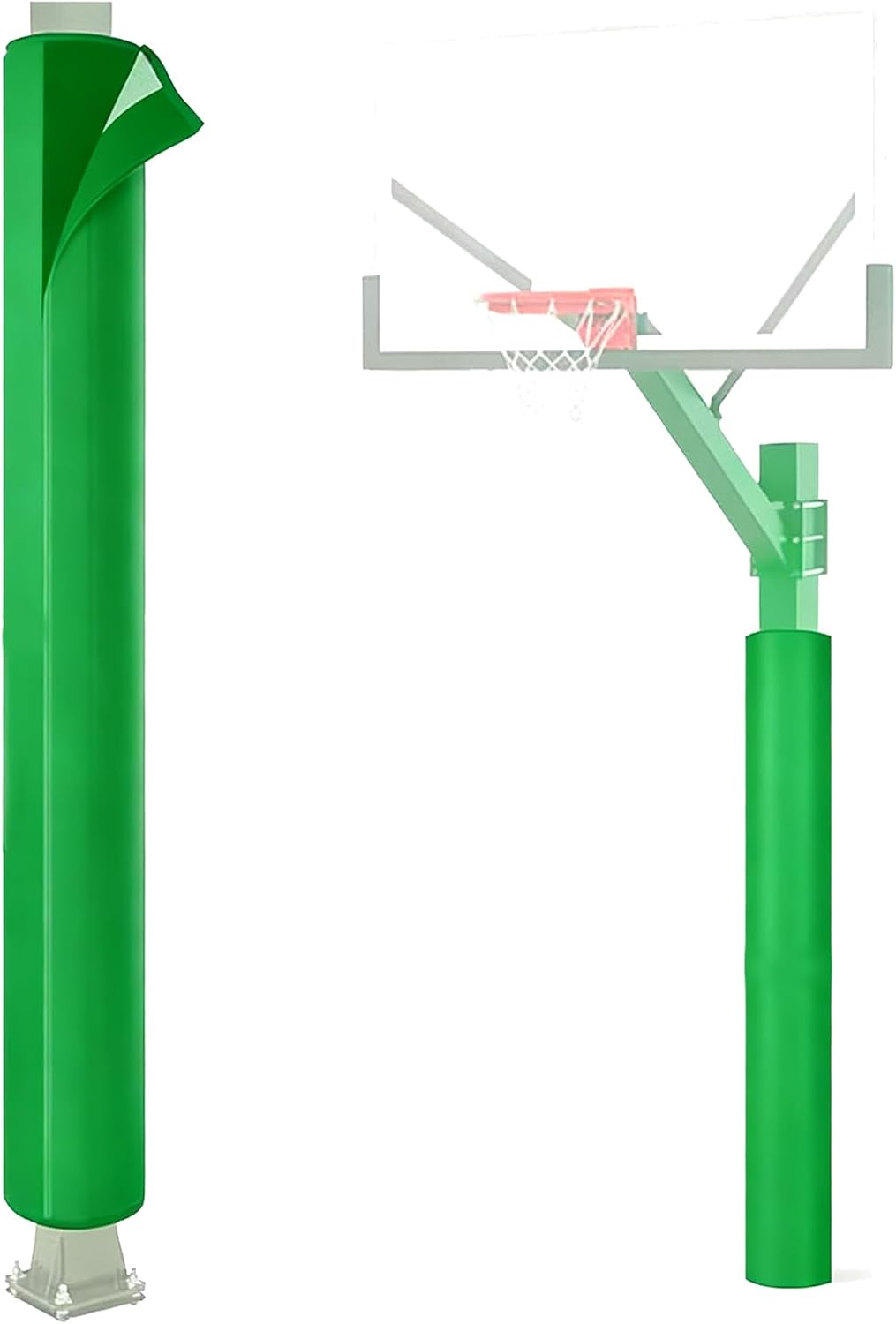 Basketball Pole Padding Outdoor Square/Round Heavy Duty Safety Post Pads for Protection Sports Field Garage Gym Playground Poles Protector All-Weather,Green,Round 3×71in