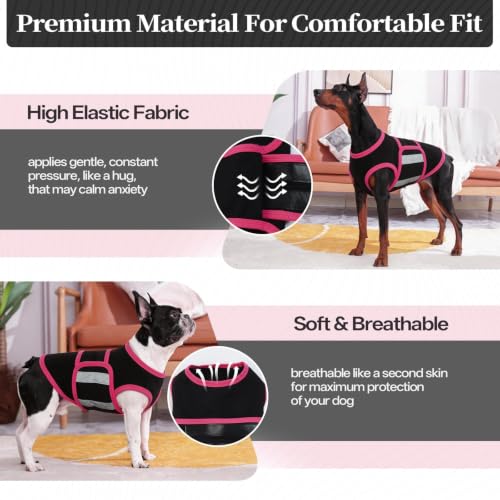 Image of Dog Anxiety Calming Vest, Gentle Compression Anxiety Suit for Dogs | Breathable Dog Calming Wrap for Separation Anxiety, Lightning, Storms, Fireworks, Vet Visits, Black L