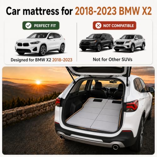 Image of Car Mattress for 2018-2023 BMW X2, Upgraded Non-Inflatable Thickened Foam SUV Car Camping Mattress, Foldable Trunk Sleeping Pad Car Bed Mattress for Road Trips Camping Travel