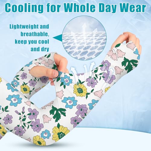 Image of Bebila Gardening Sleeves for Women Farm UV Sun Protection Anti-Scratch Cooling Sleeves with Thumb Hole Arms Cover Outdoors