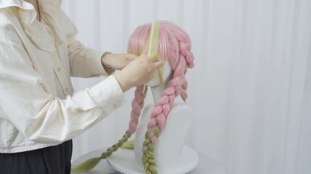 Peluca De Cosplay Kanroji Mitsuri – Larga Con Trenzas Y Degradado Rosa A Verde, Incluye Gorro Ajustable, Ideal Para Halloween, Carnaval Y Eventos De Anime