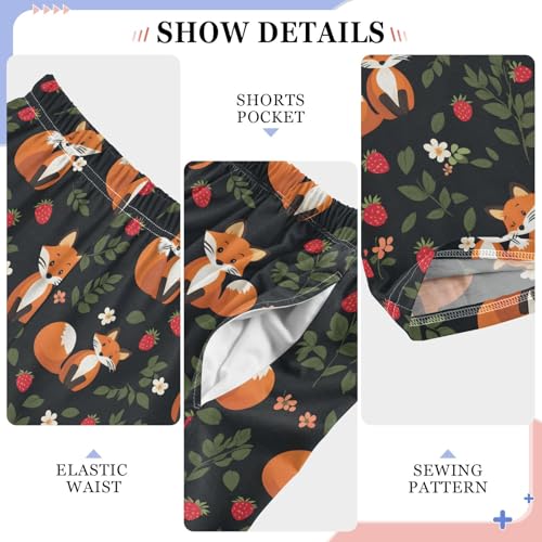 Fox Leaf Strawberry T Long Pajama Pants Bottoms Soft Sleepwear with Pockets4