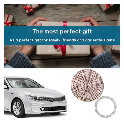 Image of Ziciner 2 Pack Bling Car Cup Holder Coaster, Anti-Slip Auto Insert Coaster with Start Stop Button Cover, Universal Shiny Crystal Vehicle Interior Accessories for Women and Girls (Golden)