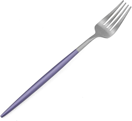 Miniatura 4 de Gugrida Juego de cubiertos de lujo, 5 piezas de acero inoxidable 1810 con mango morado mate para 1, incluye tenedores, cucharas, cuchillos,