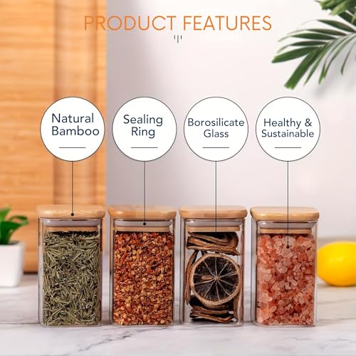 Image of 1500ML Airtight Square Glass Storage Jar with Bamboo Lid & Silicone Seal, Borosilicate Container for Rice, Dal & Dry Fruits | Transparent Stackable Multipurpose Pantry Organizer (Pack of 2)