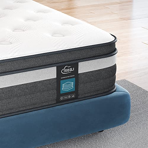 Teqsli Queen Mattress, 12 Inch Gel Memory Foam Hybrid Mattress In A Box, Medium Firm Pocket Innerspring Mattress For Pressure Relief And Cooling Sleep, Certipur-Us Certified, 10-Year Support #TOP4