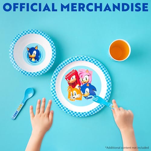 Miniatura 5 de Get Trend Sonic The Hedgehog Vajilla Infantil 5 Piezas, Vajillas Completas Con Plato, Bol, Vaso, Cuchara Y Tenedor De Plástico Reutilizable Sin Bpa Azul Sonic The Hedgehog