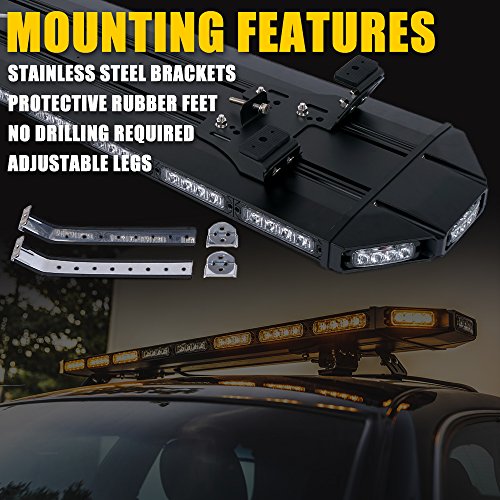 Xprite 48" Amber Emergency Strobe Bar Lights Black Hawk Hevy-duty Rooftop Security Flashing Hazard Warning Lightbar for Tow Trucks Construction Vehicles Traffic Pilot Cars Snowplow by Xprite - Image 5