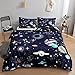 HOSIMA Kinderbettwäsche 100x132 cm Bettbezug Set, Sternenhimmel Bettbezug für Einzelbett, Moderne Bedruckte Galaxie Bettbezüge mit Kissenbezug, modisches Bettset für Jungen Mädchen