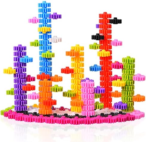 KLAOLPES Kids 200 pcs Set Building Blocks Structure Toy - Gear Interlocking Learning Set STEM Toy Set Education Kit Building Children's Toys Development Kindergarten Toy- 10 Colors