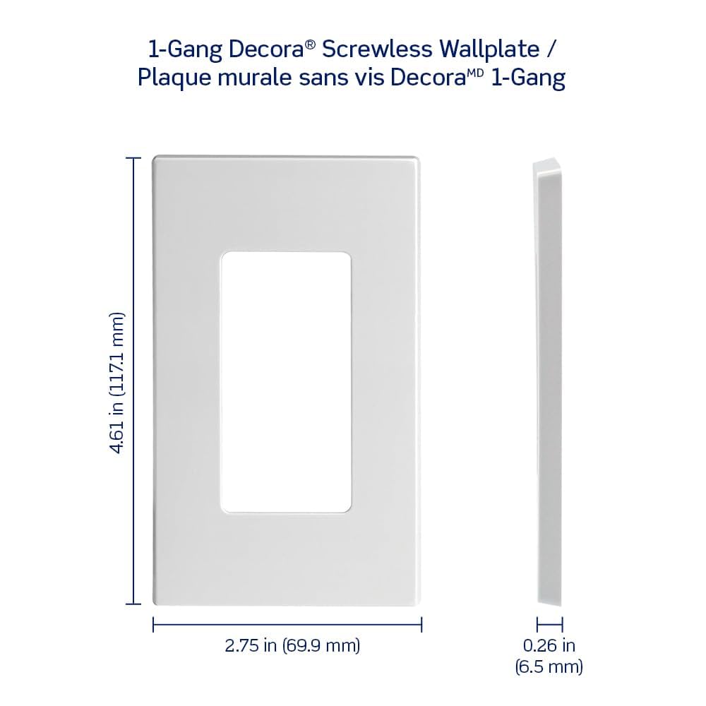 Leviton 1-Gang Decora Plus Screwless Wall Plate, 80301-SE