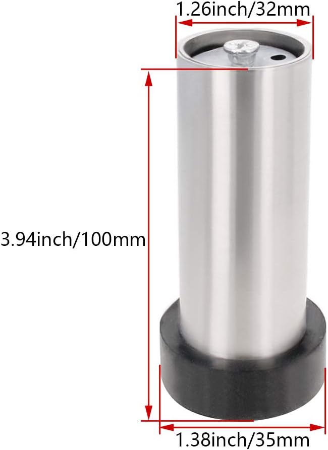 MroMax Cylindrical Floor Door Stopper Brushed Stainless Steel Door Stopper with Rubber Bumper-Safety Floor Mount Doorstop with Screws,Industrial Floor Door Stopper 100mm/3.94" Height,Silver 2Pcs