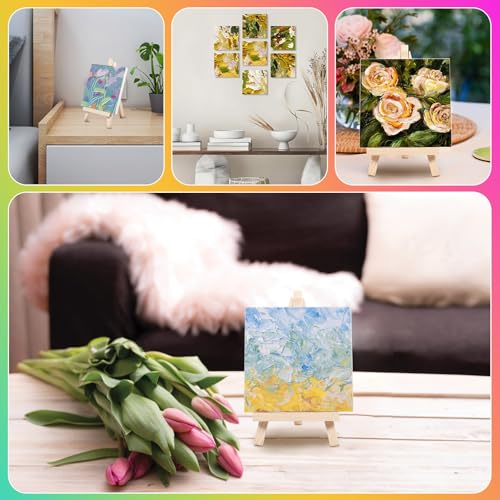 6 Stück Leinwand zum Bemalen, Mini Leinwand 15x15cm, Baumwolle Leinwände zum Malen, Weiße Kleine Leinwändefür Bastler Künstler, Acrylfarben Geeignet, Acryl und Ölgemälde