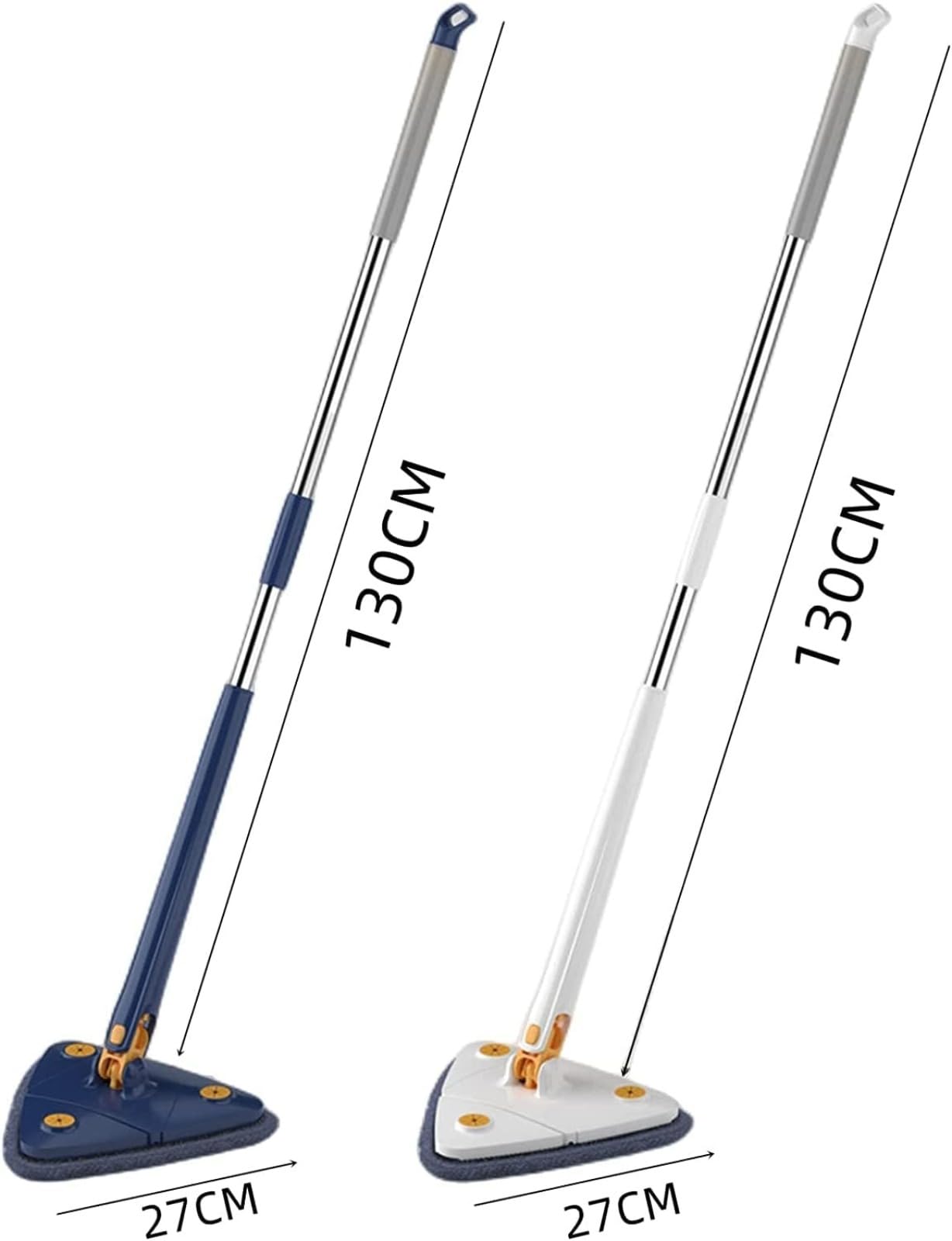 Escoba de Limpieza Triangular giratoria de 360 Grados, Ajustable, Herramienta de Limpieza multifunción, fregona de Prensa automática (Escoba Azul + 6 paños de fregona) (Azul)