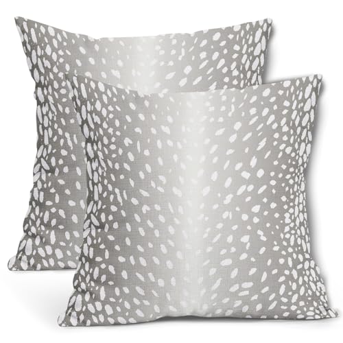 Antelope Pillow Covers 20X20 Inch Gray Taupe Faux Fawn Deer Animal Print Decorative Pillow Cases Modern Neutral Cotton Linen Throw Pillows Set of 2 Farmhouse Home Decor for Sofa Porch Couch Outdoor