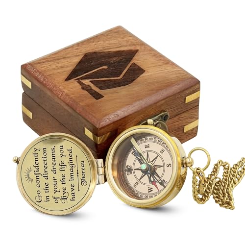 Brújula Vintage de Latón con Estuche de Madera miniatura 1